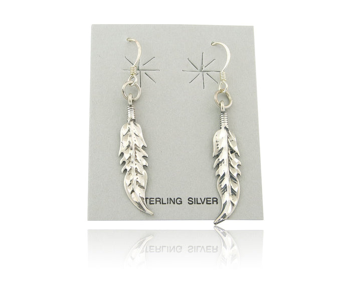Navajo Feather Earrings Sterling Silver Dangle Vintage Authentic Signed Masha