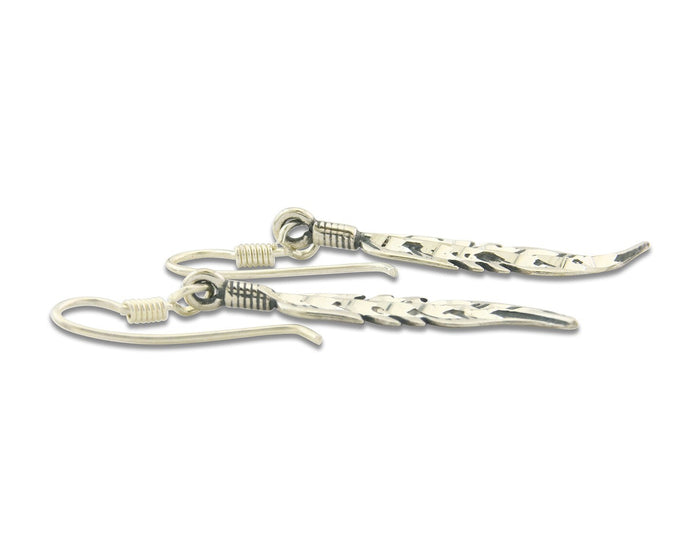 Navajo Feather Earrings Sterling Silver Dangle Vintage Authentic Signed Masha
