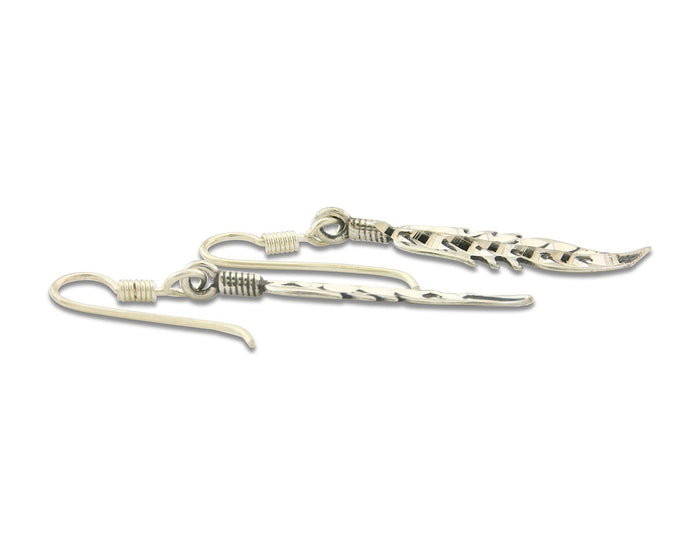 Navajo Feather Earrings Sterling Silver Dangle Vintage Authentic Signed Masha