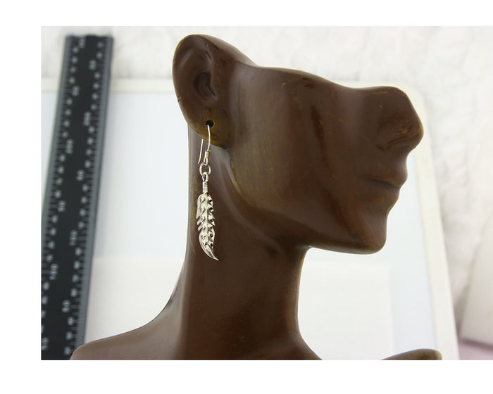 Navajo Feather Earrings Sterling Silver Dangle Vintage Authentic Signed Masha