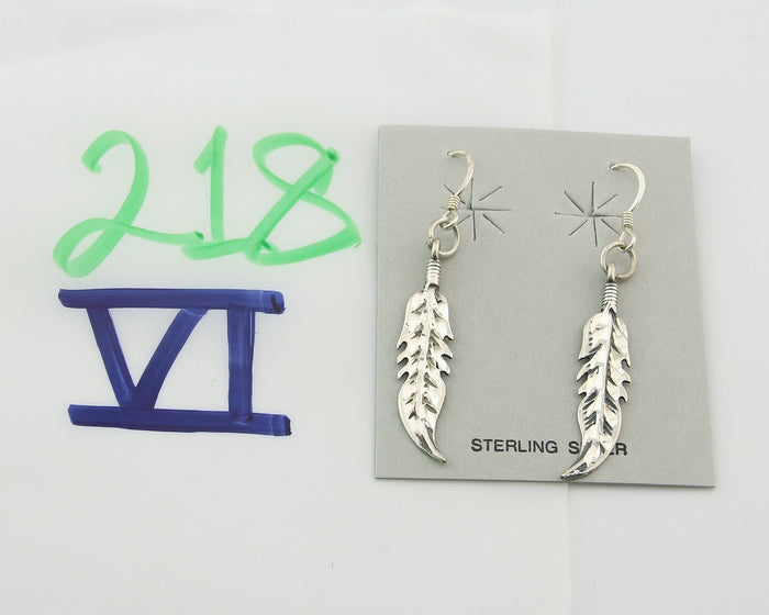 Navajo Feather Earrings Sterling Silver Dangle Vintage Authentic Signed Masha