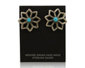 Navajo Flower Earrings 925 Silver Natural Turquoise Native Artist C.80's