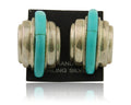 Navajo Half Hoop Earrings 925 Silver Natural Turquoise Artist Signed ShaRay C80s