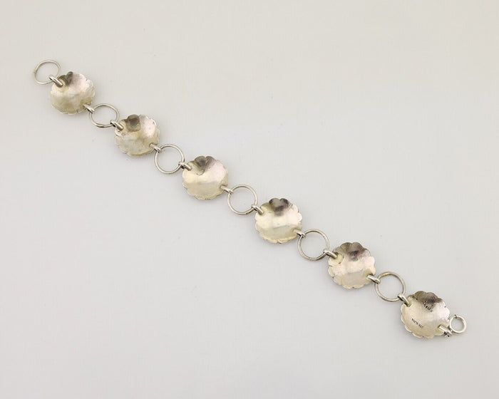 Navajo Hamdmade Concho Bracelet 925 Silver Native American Artist Signed C.80's