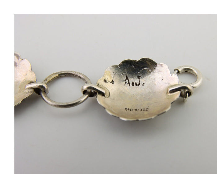 Navajo Hamdmade Concho Bracelet 925 Silver Native American Artist Signed C.80's