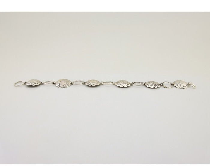 Navajo Hamdmade Concho Bracelet 925 Silver Native American Artist Signed C.80's