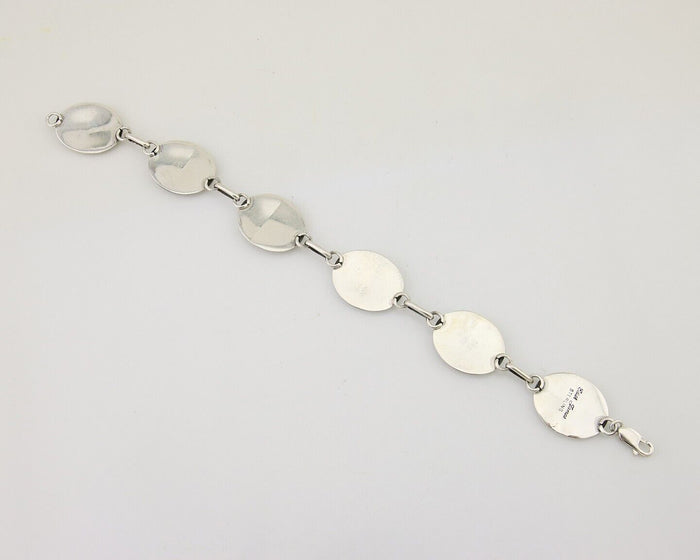 Navajo Hamdmade Concho Bracelet 925 Silver Native Artist Signed Edith James C80s