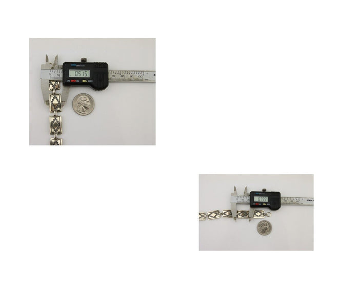 Navajo Hamdmade Link Bracelet 925 Silver Native American Artist C.80's