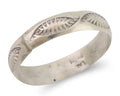 Navajo Hand Stamped Band 925 Silver 5.0 mm Signed Larry Chavez Size 11 C.80's