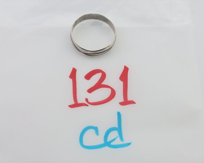 Navajo Hand Stamped Band 925 Silver 5.0 mm Signed Larry Chavez Size 11 C.80's