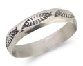 Navajo Hand Stamped Band 925 Silver 5.0 mm Signed Larry Chavez Size 11.75 C.80's