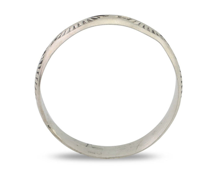 Navajo Hand Stamped Band 925 Silver 5.0 mm Signed Larry Chavez Size 11.75 C.80's