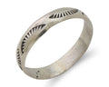 Navajo Hand Stamped Band 925 Silver 5.0 mm Signed Larry Chavez Size 12 C.80's