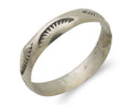 Navajo Hand Stamped Band 925 Silver 5.0 mm Signed Larry Chavez Size 12.25 C.80's