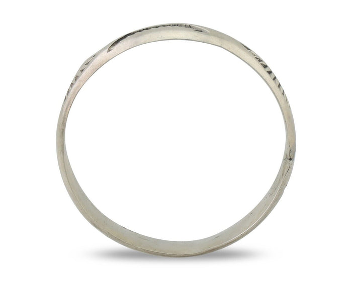 Navajo Hand Stamped Band 925 Silver 5.0 mm Signed Larry Chavez Size 12.25 C.80's