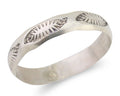 Navajo Hand Stamped Band 925 Silver 5.0 mm Signed Larry Chavez Size 13 C.80's