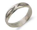 Navajo Hand Stamped Band 925 Silver 5.0 mm Signed Larry Chavez Size 8.5 C.80's