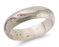 Navajo Hand Stamped Band 925 Silver 6.0 mm Signed Larry Chavez Size 11 C.80's
