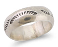 Navajo Hand Stamped Band 925 Silver 6.0 mm Signed Larry Chavez Size 5.0 C.80's