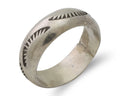 Navajo Hand Stamped Band 925 Silver 6.0 mm Signed Larry Chavez Size 5.5 C.80's