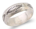 Navajo Hand Stamped Band 925 Silver 6.0 mm Signed Larry Chavez Size 5.75 C.80's