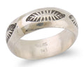 Navajo Hand Stamped Band 925 Silver 6.0 mm Signed Larry Chavez Size 6.0 C.80's