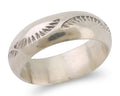Navajo Hand Stamped Band 925 Silver 6.0 mm Signed Larry Chavez Size 6.5 C.80's