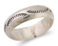 Navajo Hand Stamped Band 925 Silver 6.0 mm Signed Larry Chavez Size 9.0 C.80's