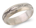 Navajo Hand Stamped Band 925 Silver 6.0 mm Signed Larry Chavez Size 9.25 C.80's