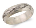 Navajo Hand Stamped Band 925 Silver 6.0 mm Signed Larry Chavez Size 9.25 C.80's
