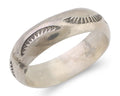 Navajo Hand Stamped Band 925 Silver 6.0 mm Signed Larry Chavez Size 9.75 C.80's