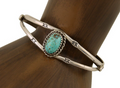 Navajo Hand Stamped Cuff Bracelet Turquoise 925 Silver Native American Artist