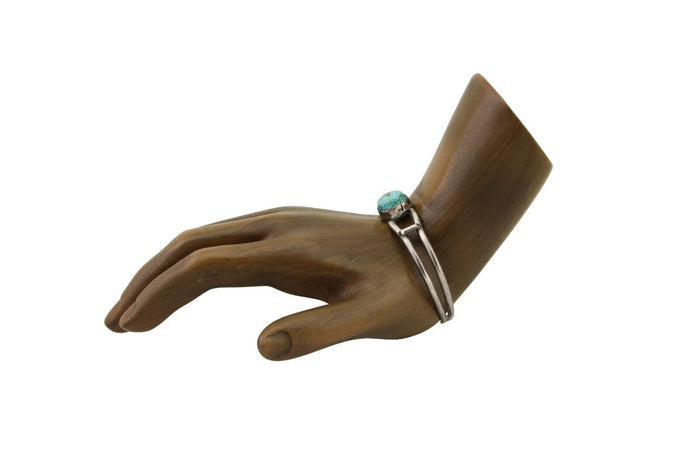 Navajo Hand Stamped Cuff Bracelet Turquoise 925 Silver Native American Artist