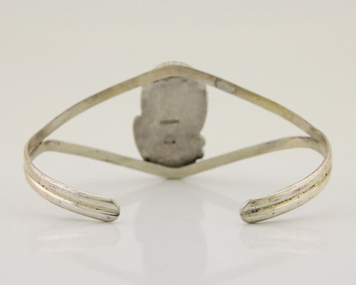 Navajo Hand Stamped Cuff Bracelet Turquoise 925 Silver Native American Artist
