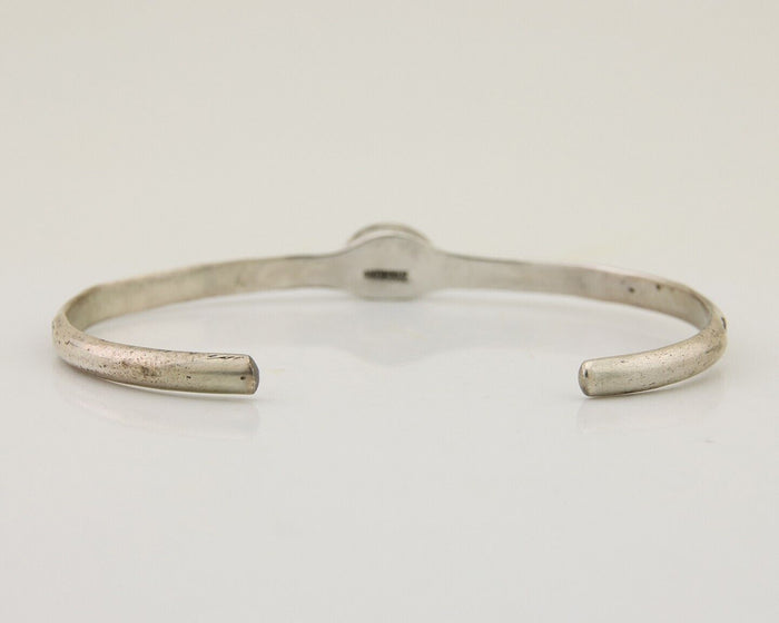 Navajo Hand Stamped Cuff Bracelet Turquoise 925 Silver Native American Artist