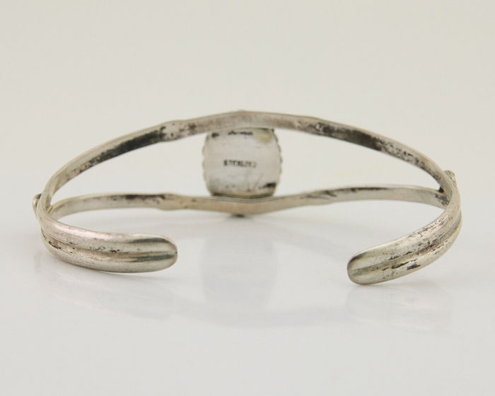 Navajo Hand Stamped Cuff Bracelet Turquoise 925 Silver Native American Artist