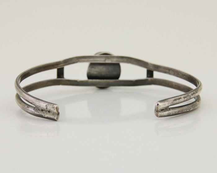 Navajo Hand Stamped Cuff Bracelet Turquoise 925 Silver Native American Artist