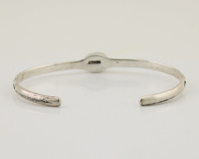 Navajo Hand Stamped Cuff Bracelet Turquoise 925 Silver Native American Artist