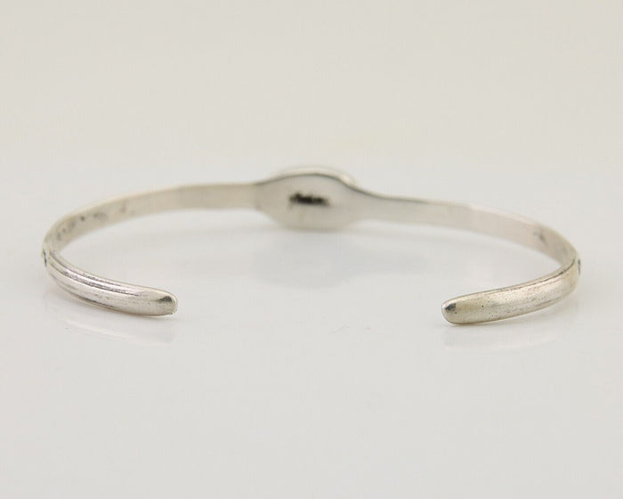Navajo Hand Stamped Cuff Bracelet Turquoise 925 Silver Native American Artist