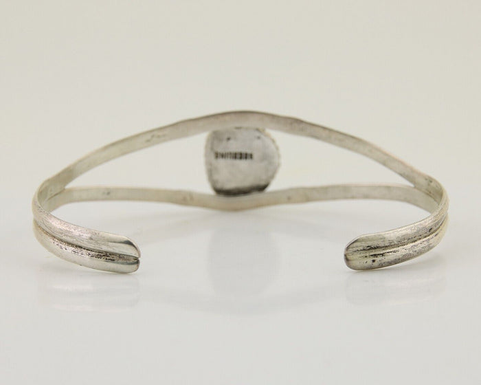 Navajo Hand Stamped Cuff Bracelet Turquoise 925 Silver Native American Artist