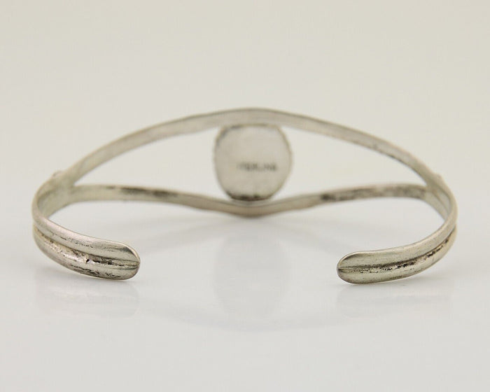 Navajo Hand Stamped Cuff Bracelet Turquoise 925 Silver Native American Artist