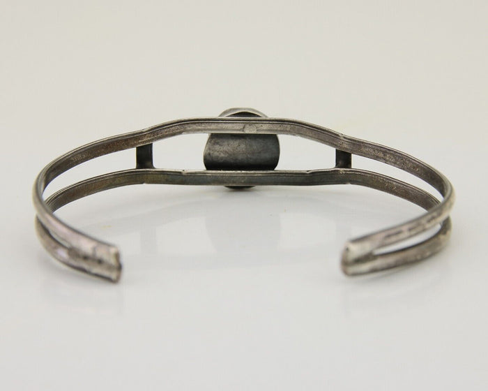Navajo Hand Stamped Cuff Bracelet Turquoise 925 Silver Native American Artist