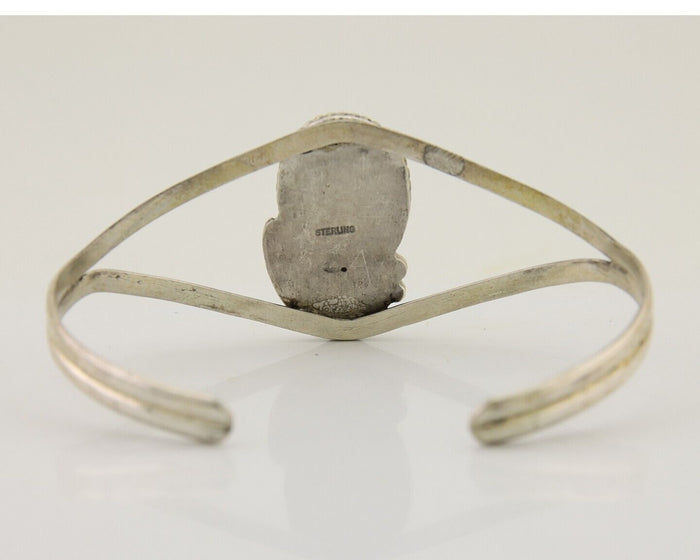 Navajo Hand Stamped Cuff Bracelet Turquoise 925 Silver Native American Artist