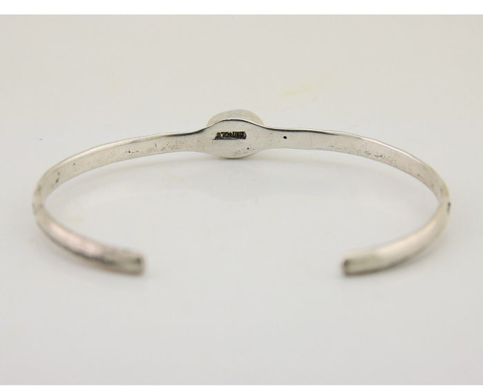 Navajo Hand Stamped Cuff Bracelet Turquoise 925 Silver Native American Artist