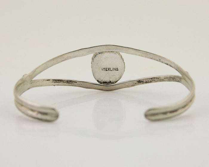 Navajo Hand Stamped Cuff Bracelet Turquoise 925 Silver Native American Artist