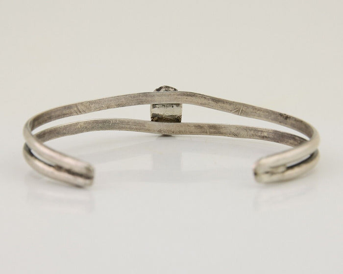 Navajo Hand Stamped Cuff Bracelet Turquoise 925 Silver Native American Artist