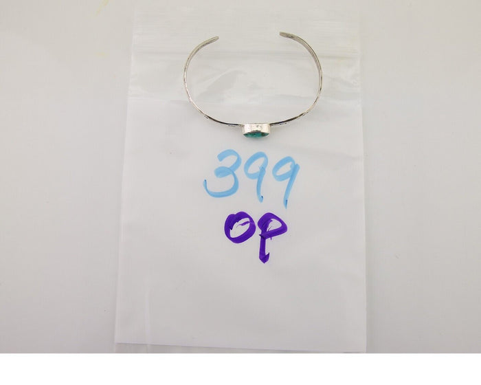 Navajo Hand Stamped Cuff Bracelet Turquoise 925 Silver Native American Artist