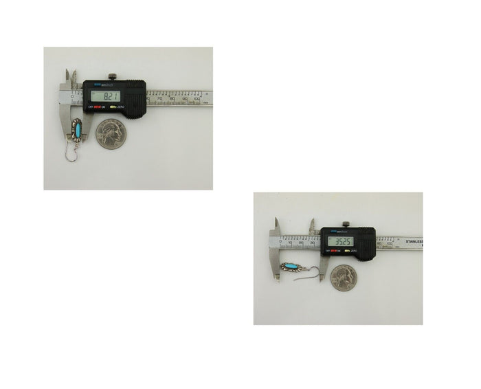 Navajo Hand Stamped Earrings 925 Silver Natural Turquoise Native Artist C.80's