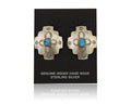 Navajo Hand Stamped Earrings 925 Silver Turquoise Native American Artist C.80's