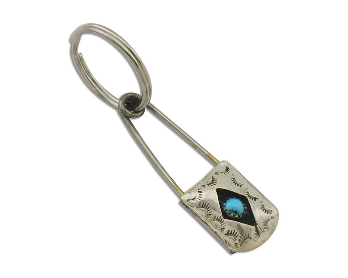 Navajo Hand Stamped Key Chain .925 Silver Handmade Native American Artist C.80's